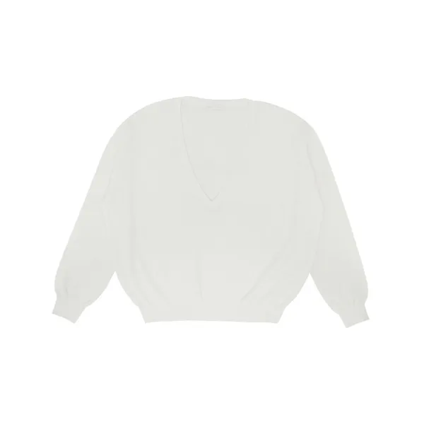Deep V Neck Knit Top (cloud white)