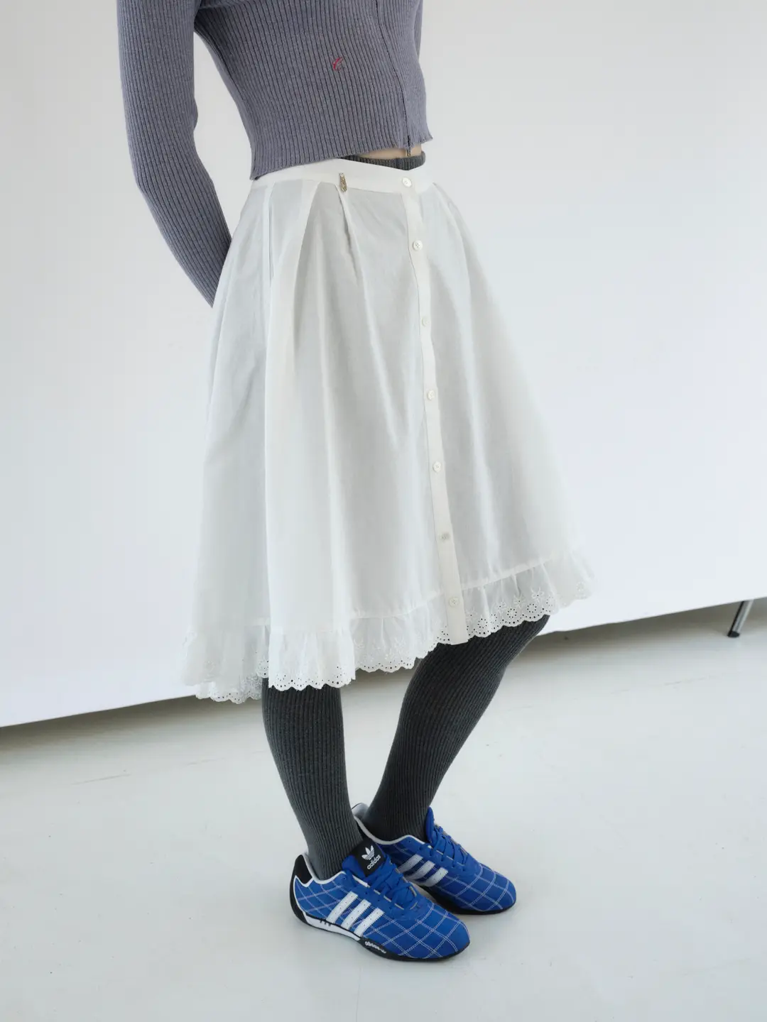 캐롤쇼페 LACE TRIM SHIRT SKIRT IN WHITE 상품 이미지 2
