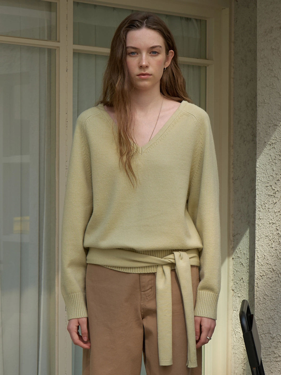 어몽 A V-NECK OVERSIZED MUFFLER  KNIT SET_MINT 상품 이미지 2