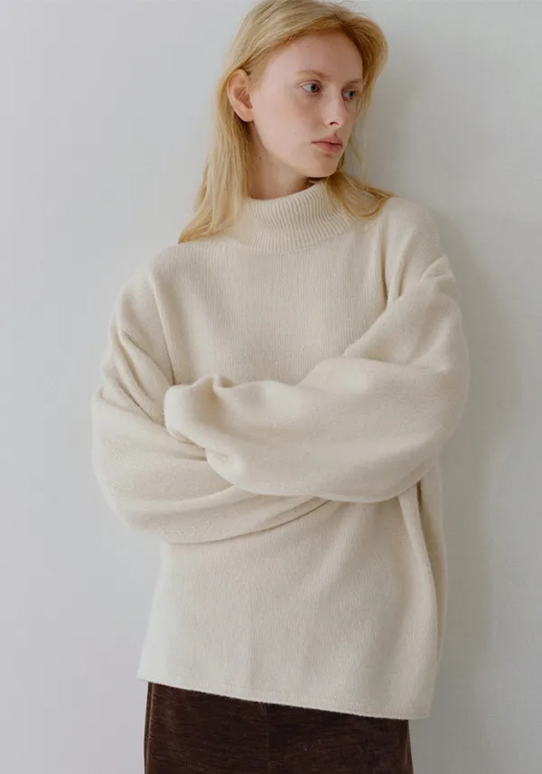 RACCOON OVER TURTLE KNIT_CREAM IVORY_OE4C2XKN04IVY