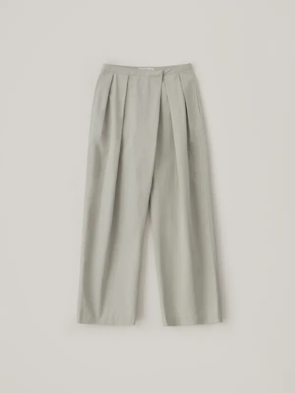 Baron Wrap Cotton Pants - Ash Beige