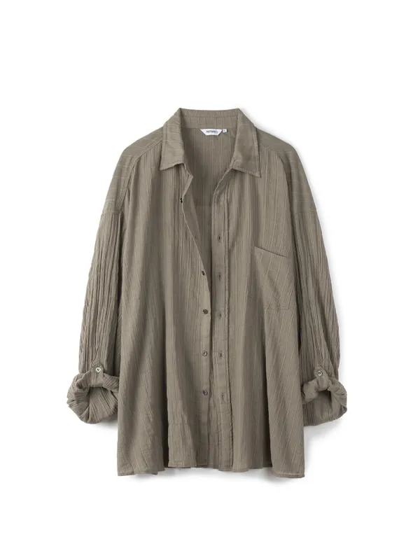 Crinkle Roll Up Shirts_Stone Khaki