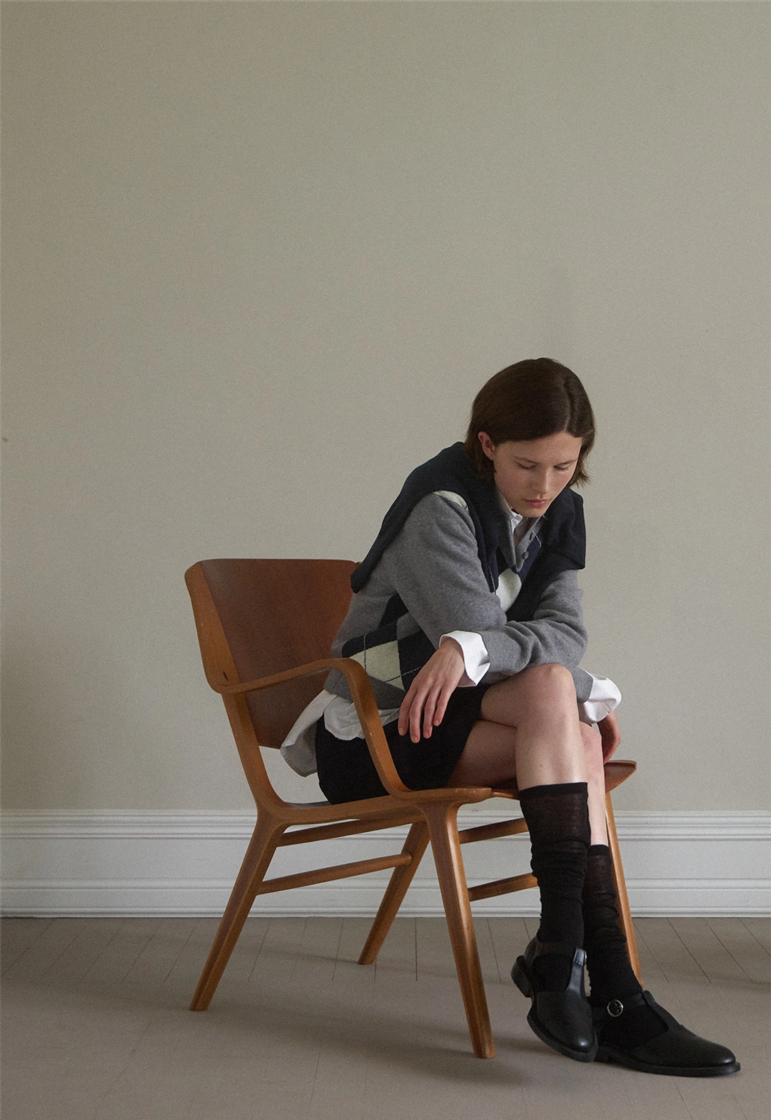 아뜰리에 나인 (Z-T-6904)MALO ARGYLE CROP KNIT 상품 이미지 3