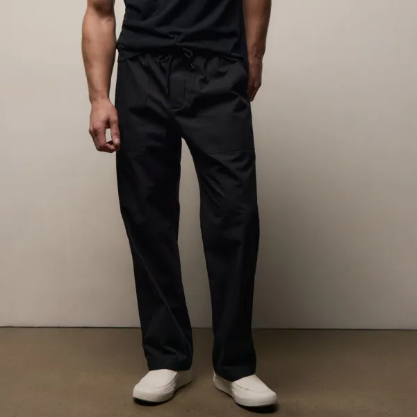 Fine Cotton Twill Patch Pocket Pant - Black