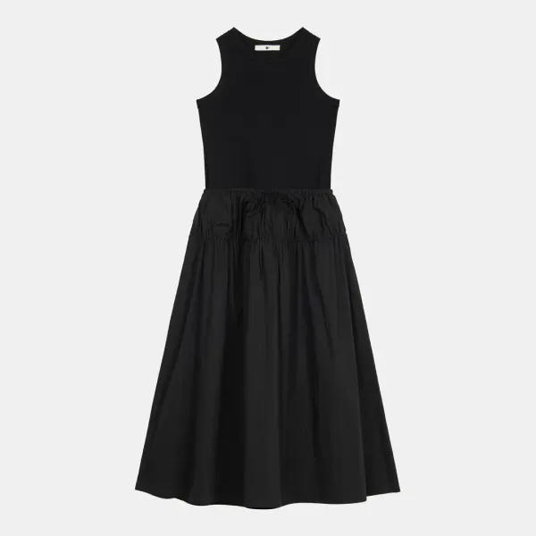 [스프링세일] jersey contrast tiered ops (black)