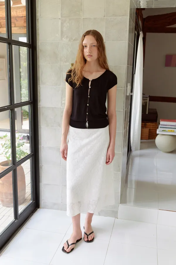 Pasta Cap-Sleeve Cardigan in Black