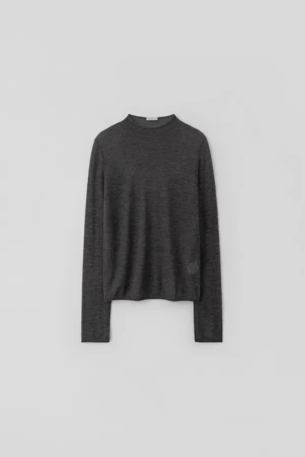 Sheer Mock-Neck Knit_Dark Gray