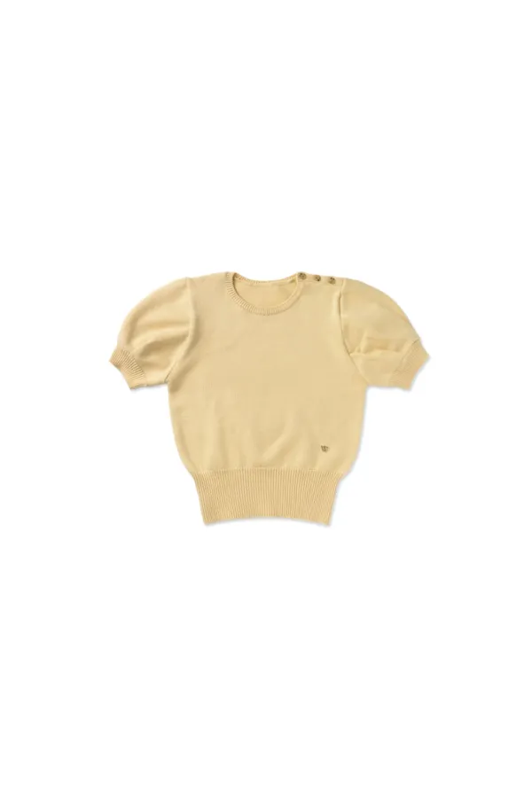 Slim button half knit_butter