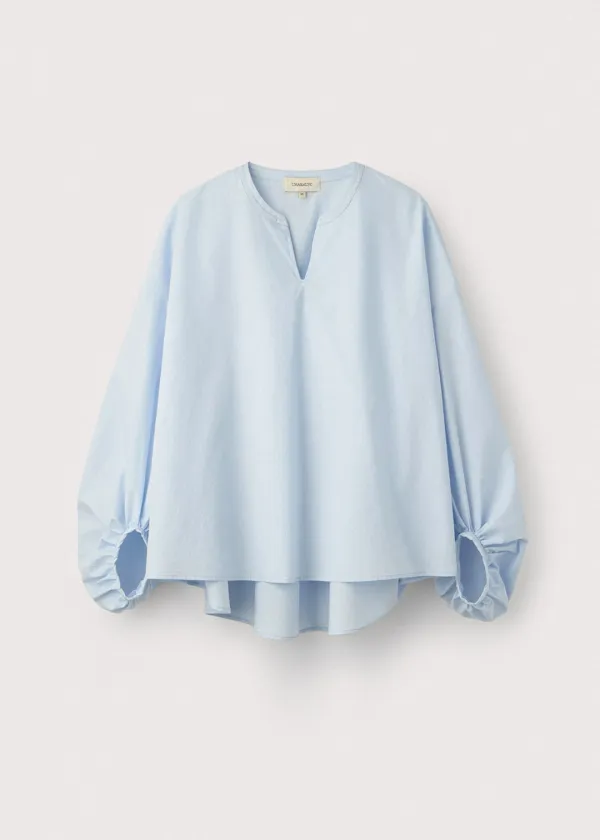 Crispy cotton balloon sleeve shirts_Breeze