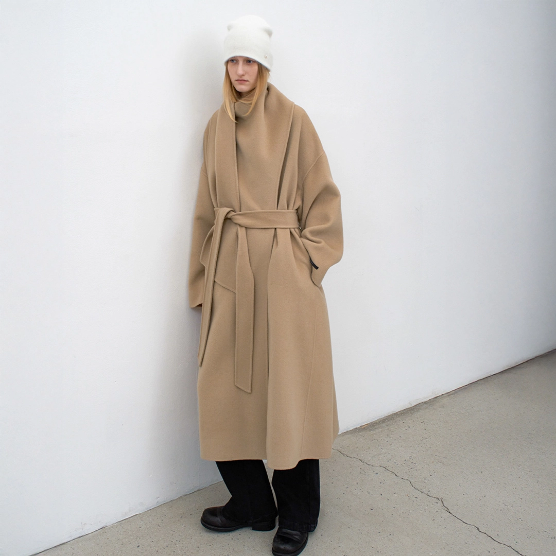 아뜰리에 나인 (CT-1459)DRAPE SCARF WOOL HANDMADE COAT S 상품 이미지 2