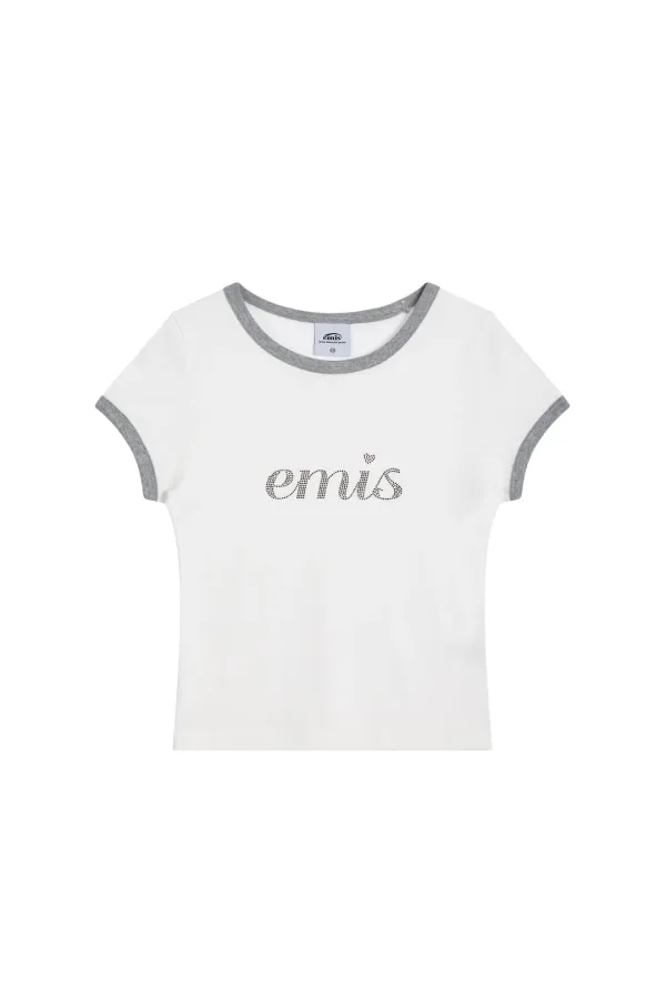 LETTERING RHINESTONE T-SHIRT-WHITE