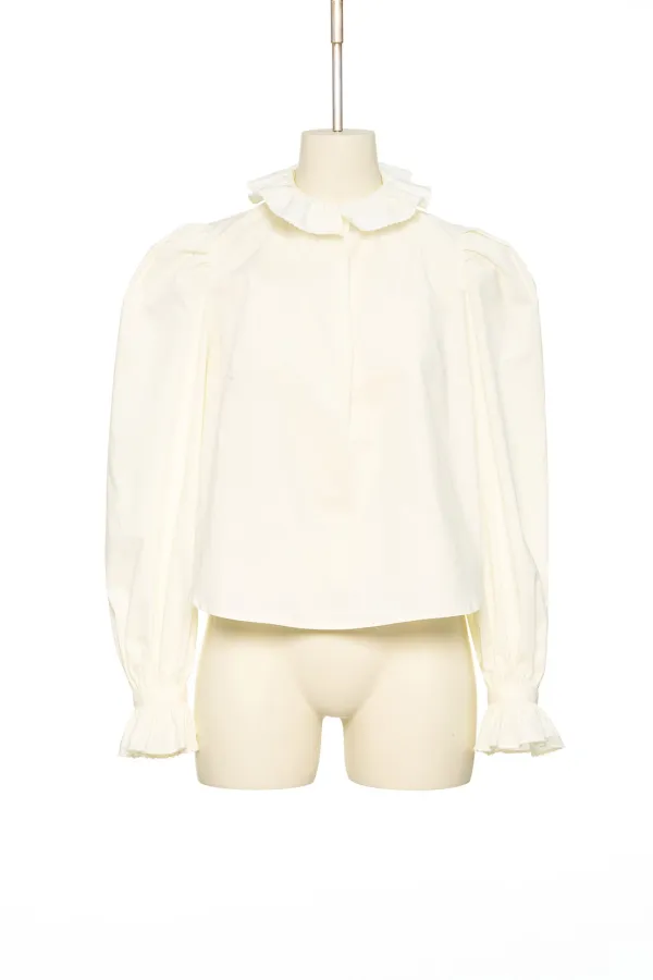 FW25 UNDERLINE IVORY SHIRRING DETAIL BLOUSE