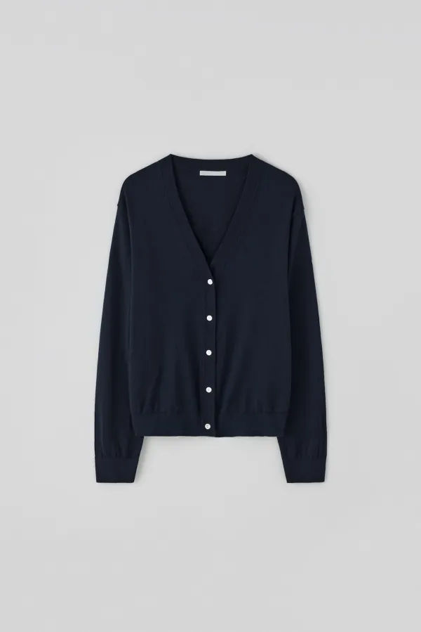 T/T Loose-touch knit cardigan (navy)