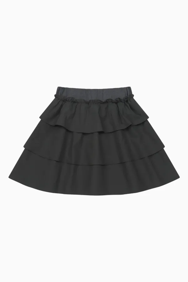 [6/1 예약배송] MIXED BANDING SHIRRING SKIRT, CHARCOAL