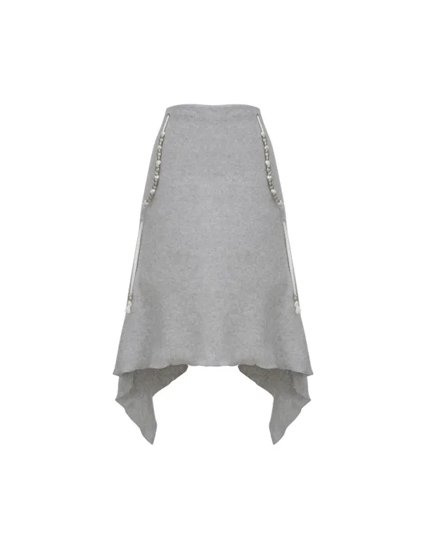 TEETH STRING FLARE SKIRT_LIGHT GREY