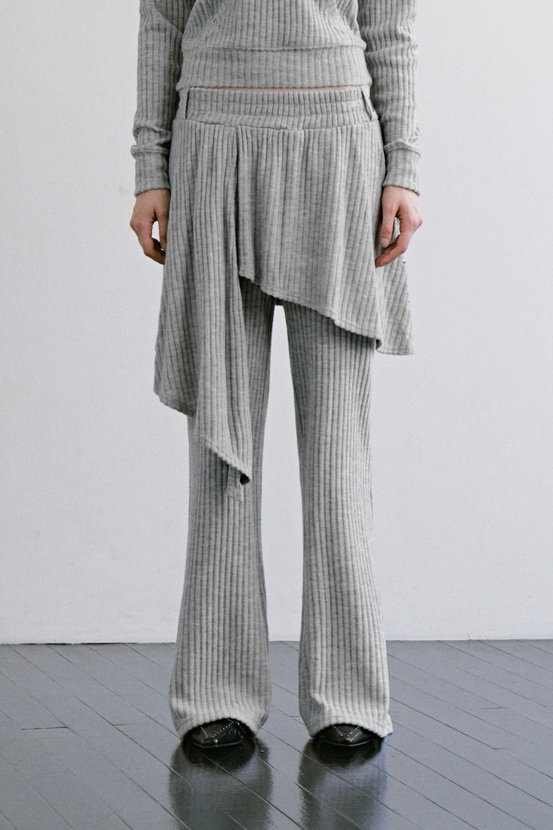 트리밍버드 Hotfix Layered Set-up Pants [ Melange Gray ] 상품 이미지 1