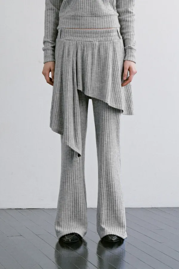 Hotfix Layered Set-up Pants [ Melange Gray ]