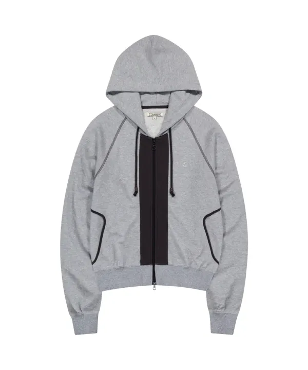 PUCKERING HOOD ZIP-UP GREY