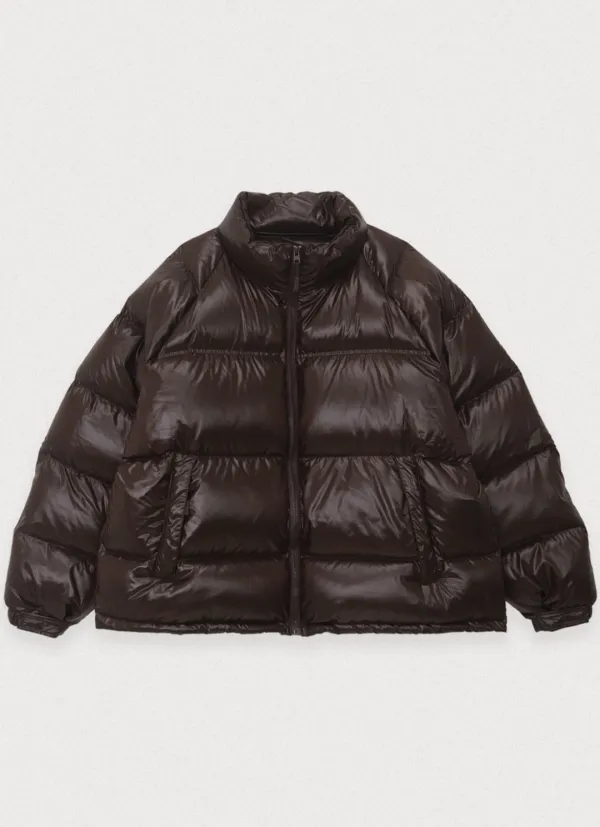 Gloss puffer duck down jumper - brown