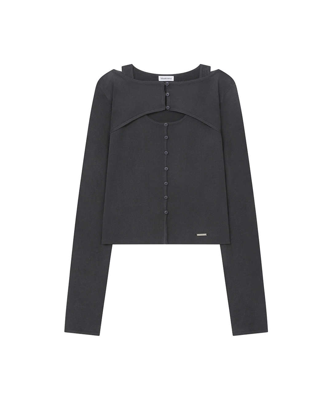 미세키서울 Layered bolero knit top CHARCOAL 상품 이미지 1