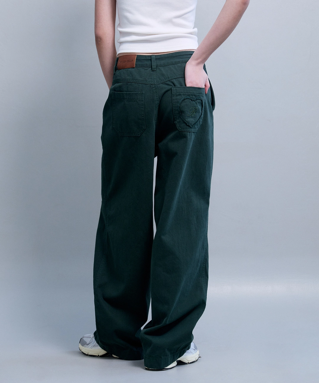 비터셀즈 Heart Stamp Wide Pants-Green 상품 이미지 2