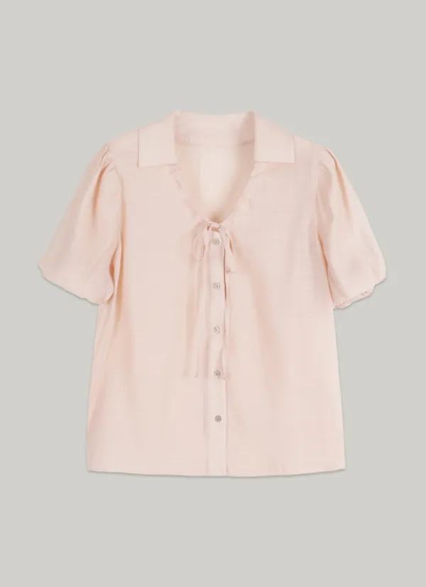 comos 1489 double-sleeve string blouse (rose pink)