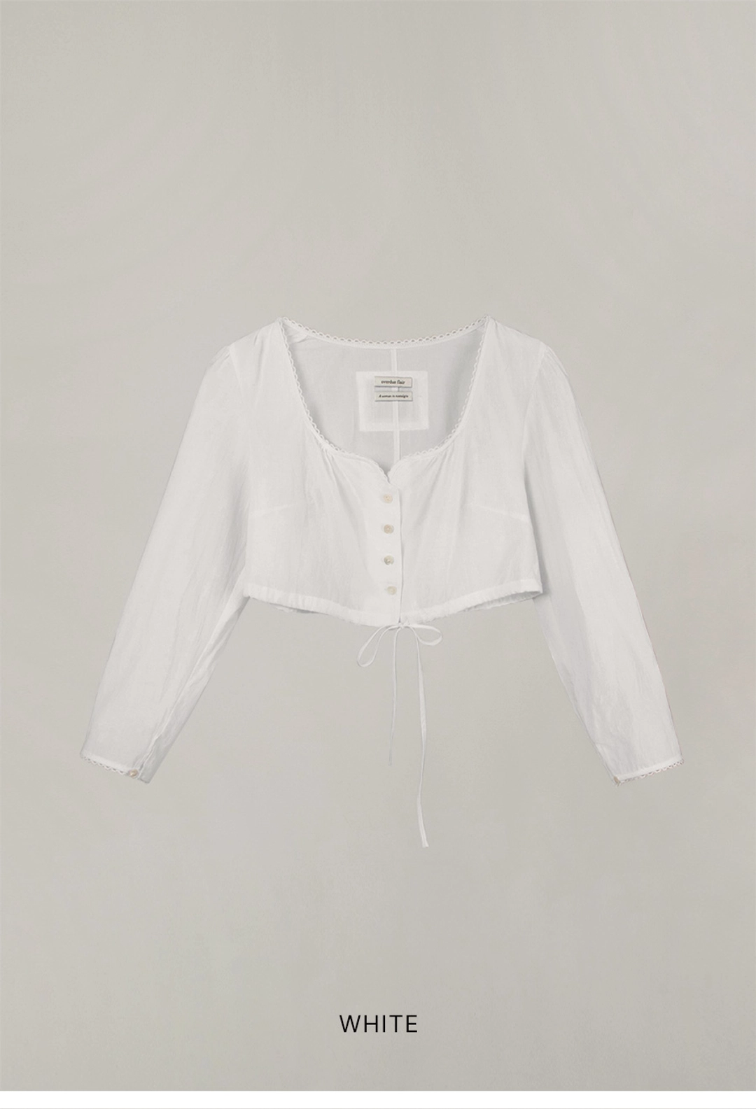 오버듀플레어 COTTON CROP BLOUSE_WHITE 상품 이미지 3