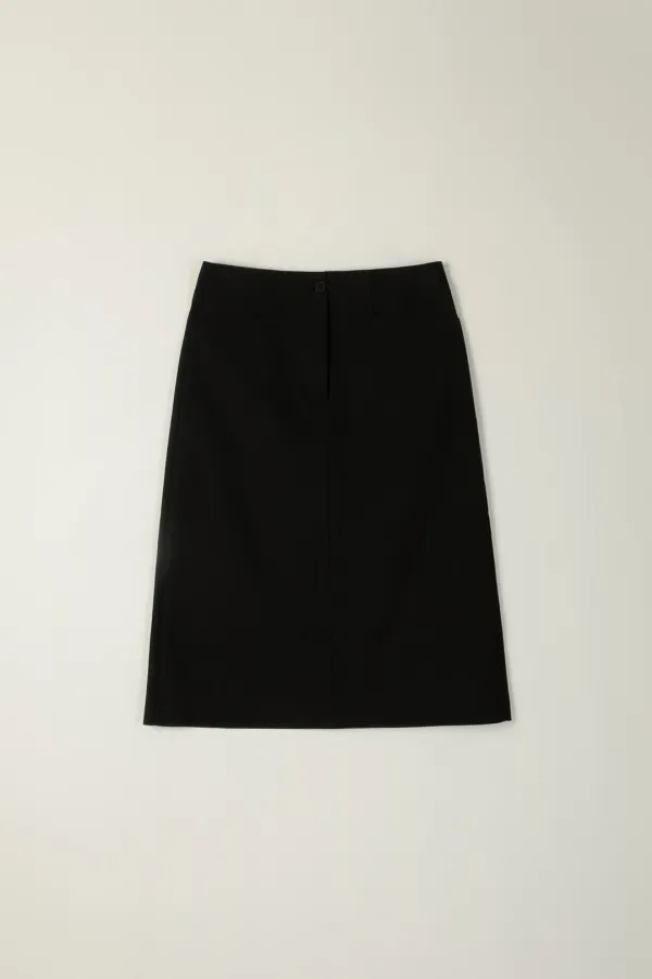 LOMON COTTON HALF SKIRT_BLACK