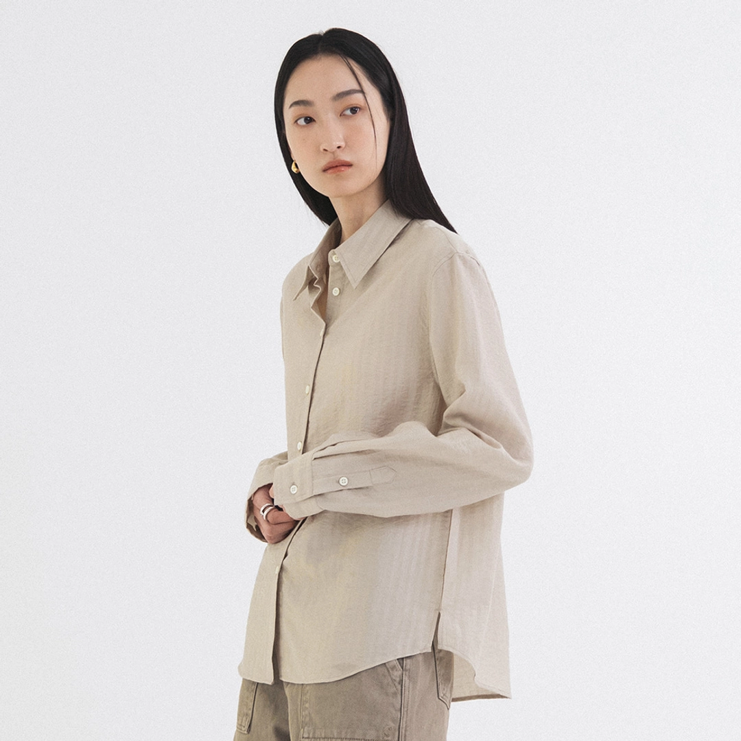 시야쥬 SITP5208 시스루 내추럴 ST 셔츠_Ash gray 상품 이미지 2