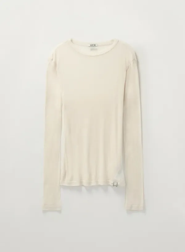 (W) Slim Fit Layered Long Sleeve - Cream