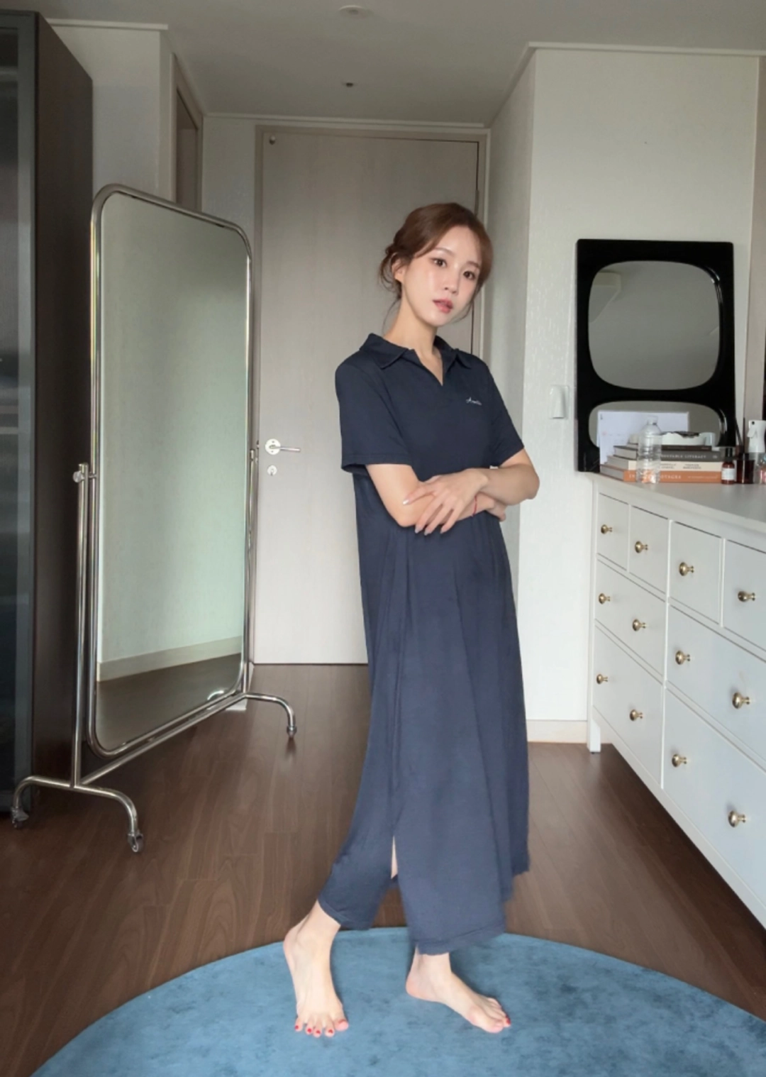 아노에틱 [플리에PICK]ANC SOFTLINE MODAL  PAJAMA DRESS_MIDNIGHT BLUE 상품 이미지 1