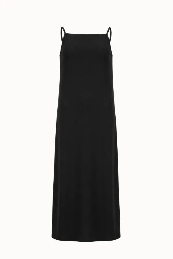 Boat Neck Jersey Maxi Dress[LMBFSUDR810]-Black