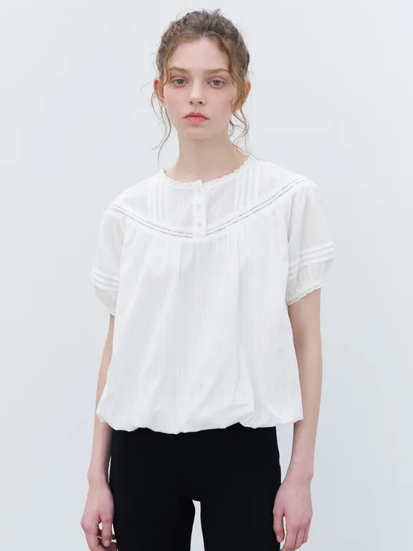 Lace volume blouse [KNSS07BL01]_White
