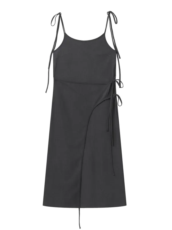 [SOLD OUT] 2 WAY LAYERED WRAP DRESS, WASHED CHARCOAL