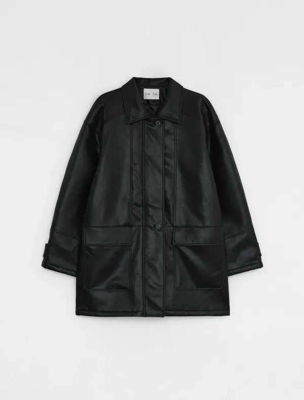 LEATHER PADDED COAT [BLACK]