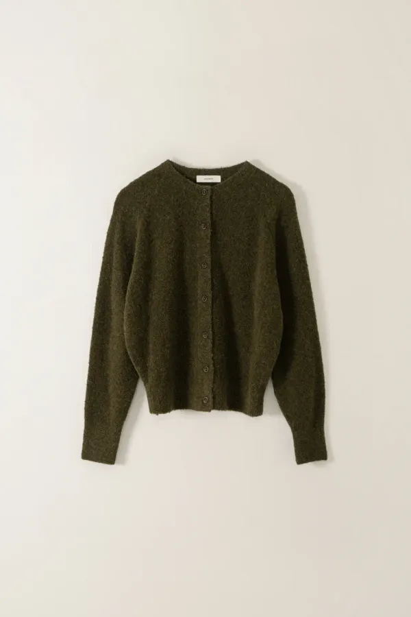 BOUCLE ALPACA KNIT CARDIGAN_KHAKI