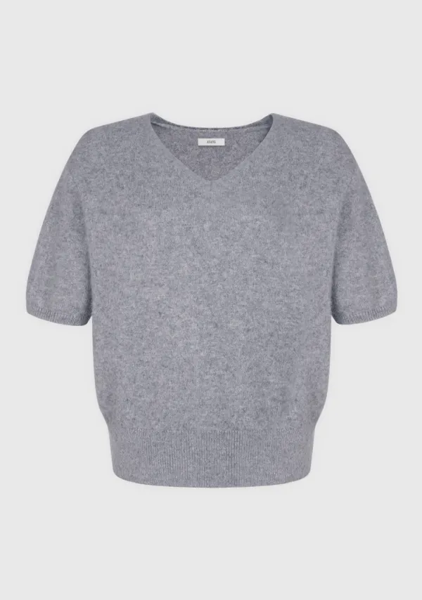Road V Neck Half Knit Gray