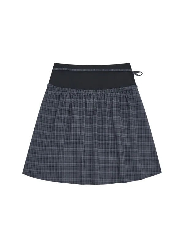 CHECK STRAP MIDI SKIRT [NAVY]