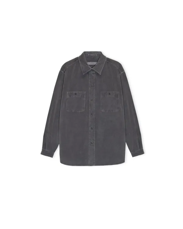 W Garment Dyed Corduroy Shirt, Navy