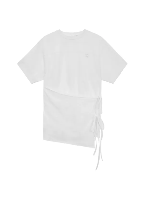 Overlay Tie Detail T-Shirt [ White ]