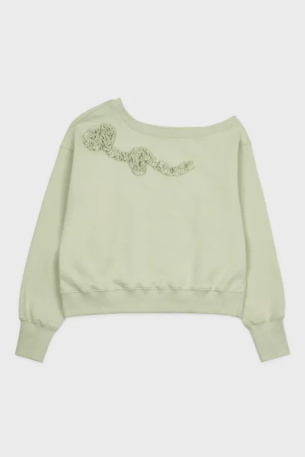 Off Shoulder Frill Sweatshirt (Mint)