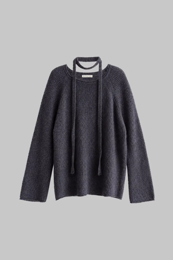 Longline Scarf Pullover (charcoal)