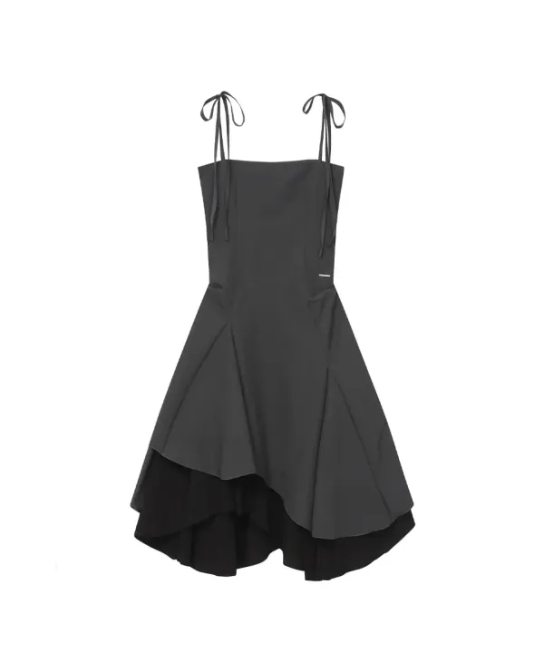 Unbalanced layered one piece CHARCOAL