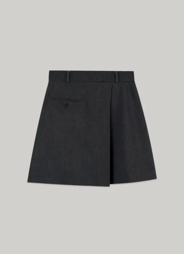 comos 1442 pleated wrap mini skirt (charcoal)