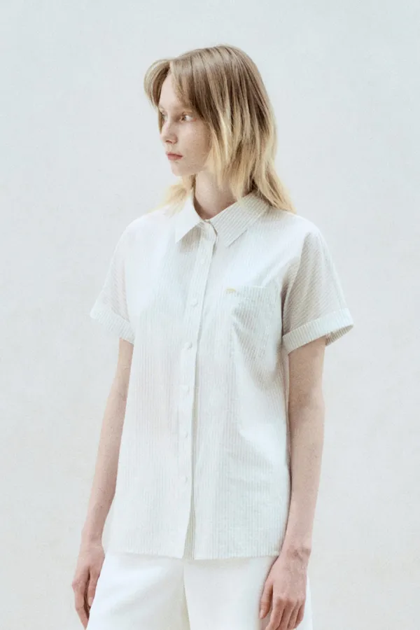 STRIPED HALF-SLEEVE SHIRT WHITE