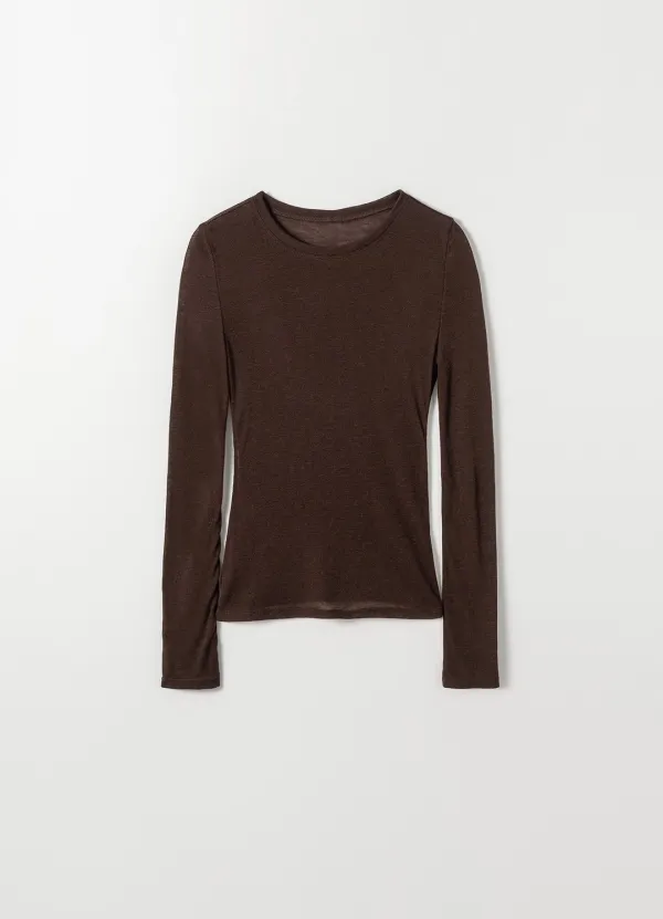 Tencel Stretch Long Sleeve Tee(Brown)
