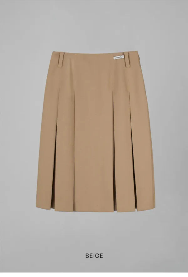 WOOL PLEATED SKIRT_BEIGE