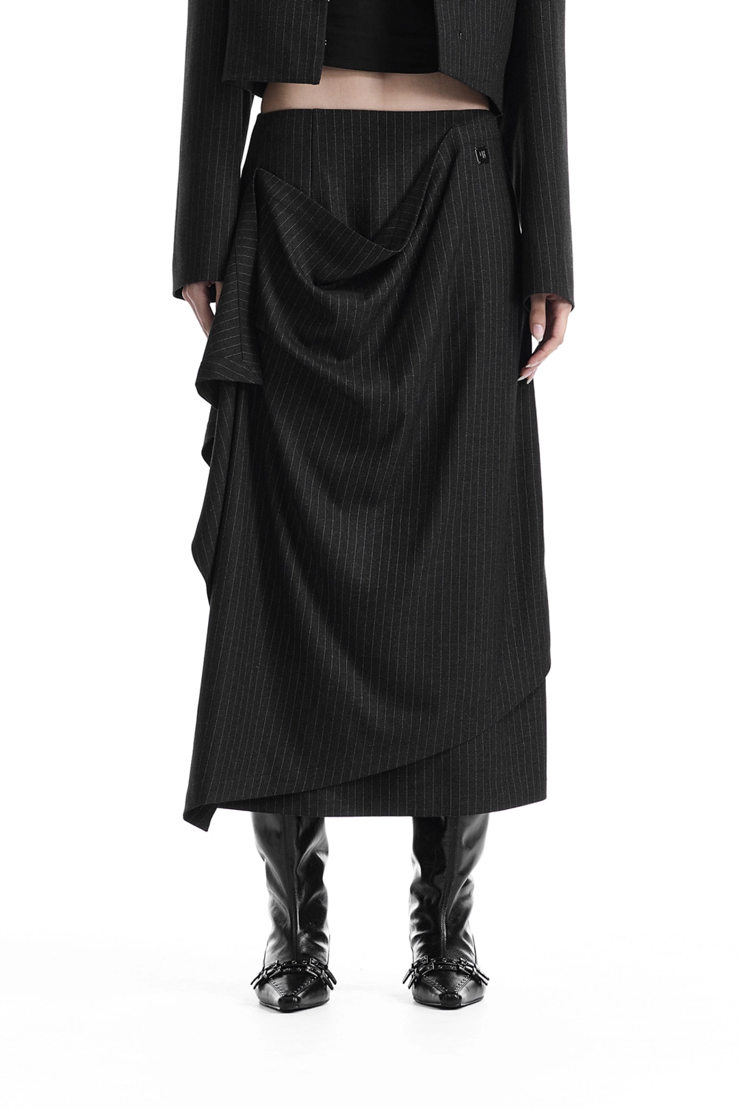 트리밍버드 Layered Overlay Set-Up Skirt [ Black ] 상품 이미지 1