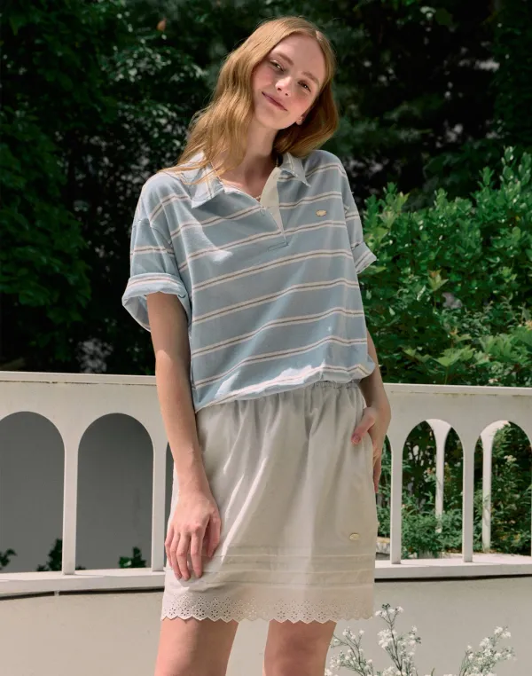 Riley Lace Banding Skirt - White