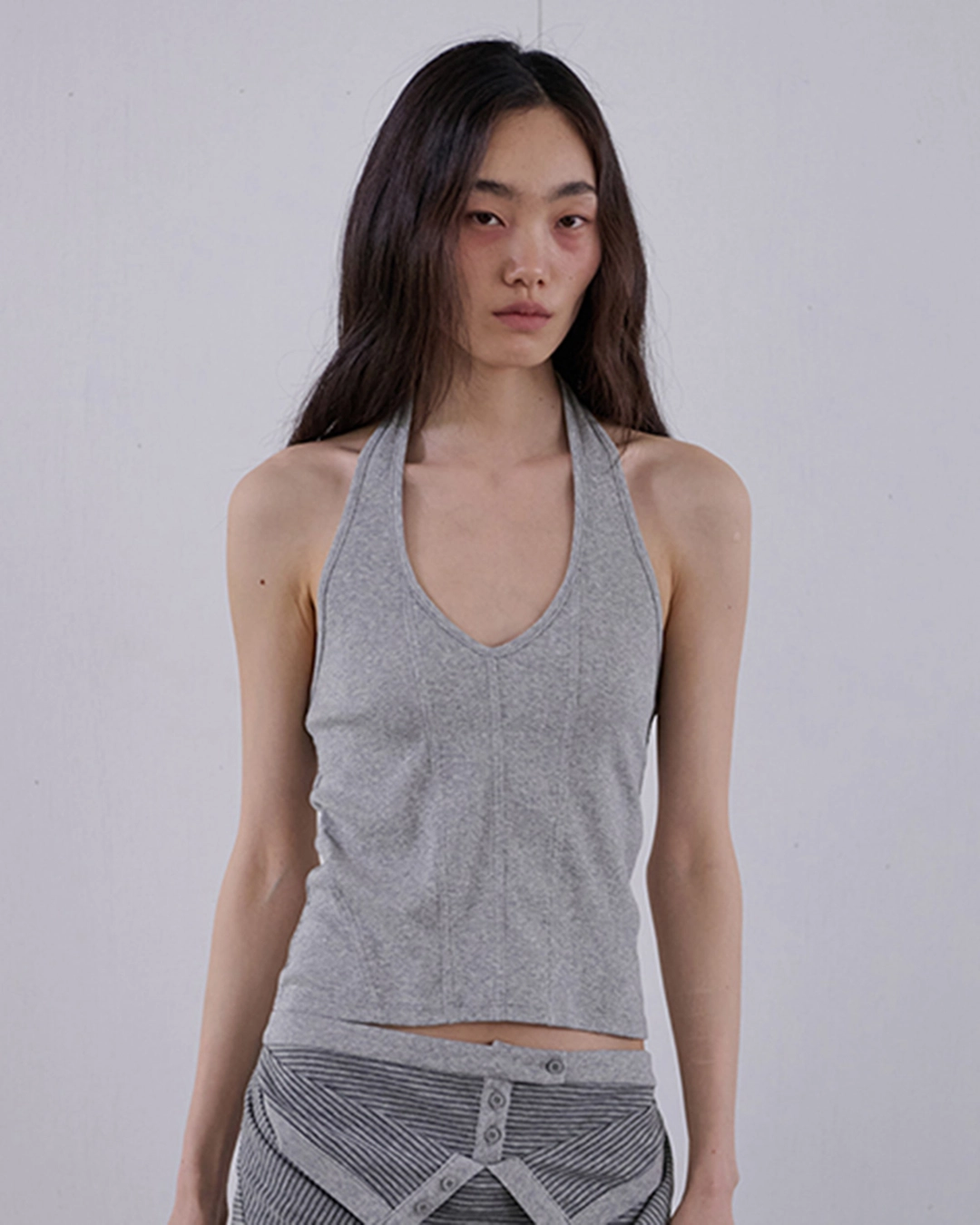 오데스 CORSET HALTER SLEEVELESS - GREY 상품 이미지 1